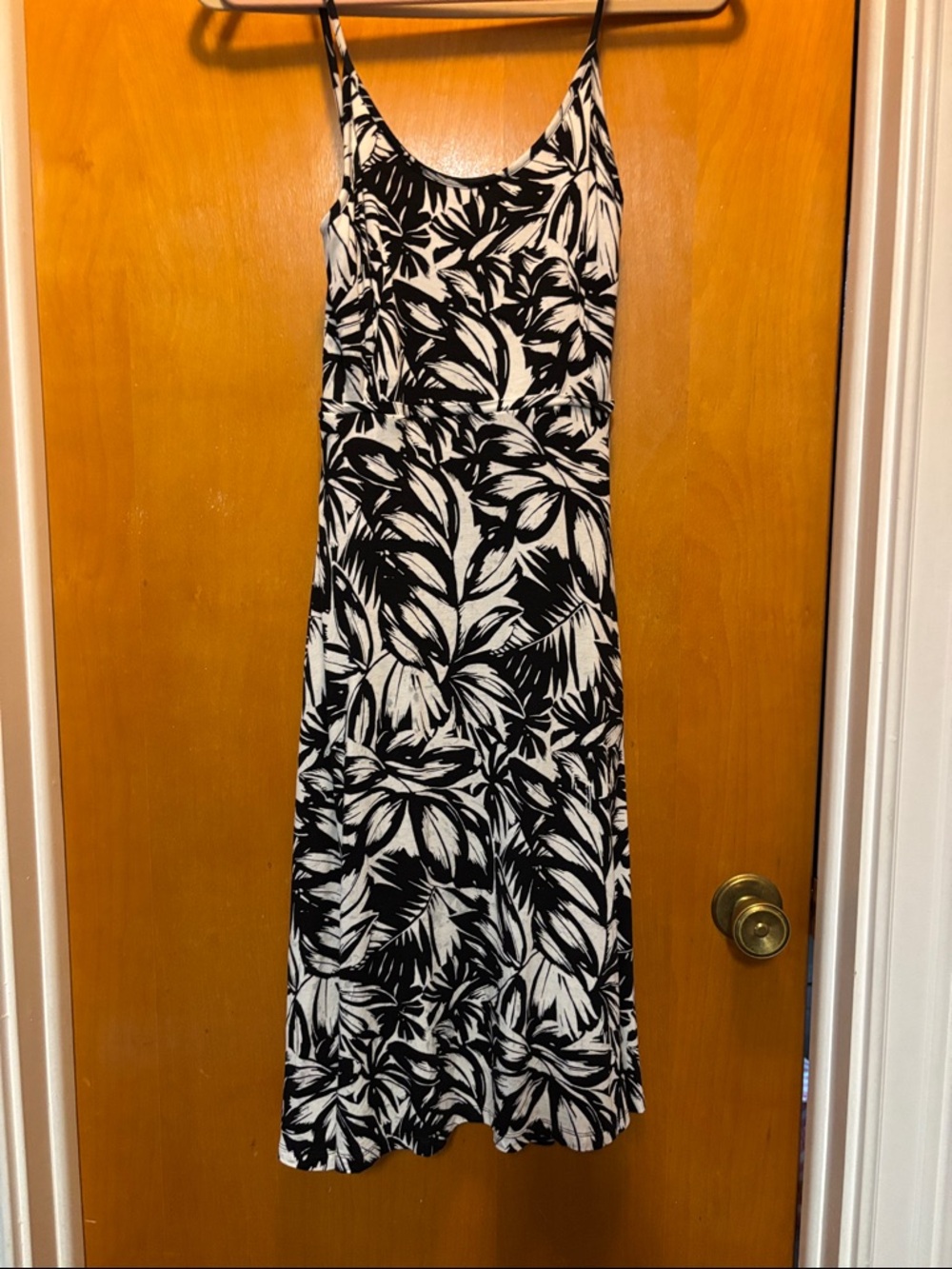 LOFT Black and White Floral Midi Dress